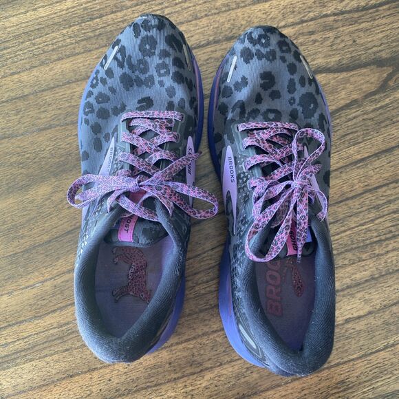 Brooks Ghost 14 Electric Cheetah Run Wild Women's Size 9 - Black Purple - Picture 5 of 7